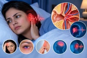 Pulsatile tinnitus in one ear only at night