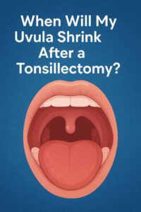 When will my uvula shrink after a tonsillectomy?