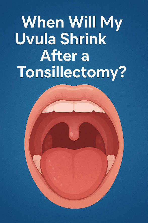When will my uvula shrink after a tonsillectomy?