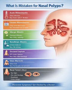 What is mistaken for nasal polyps?