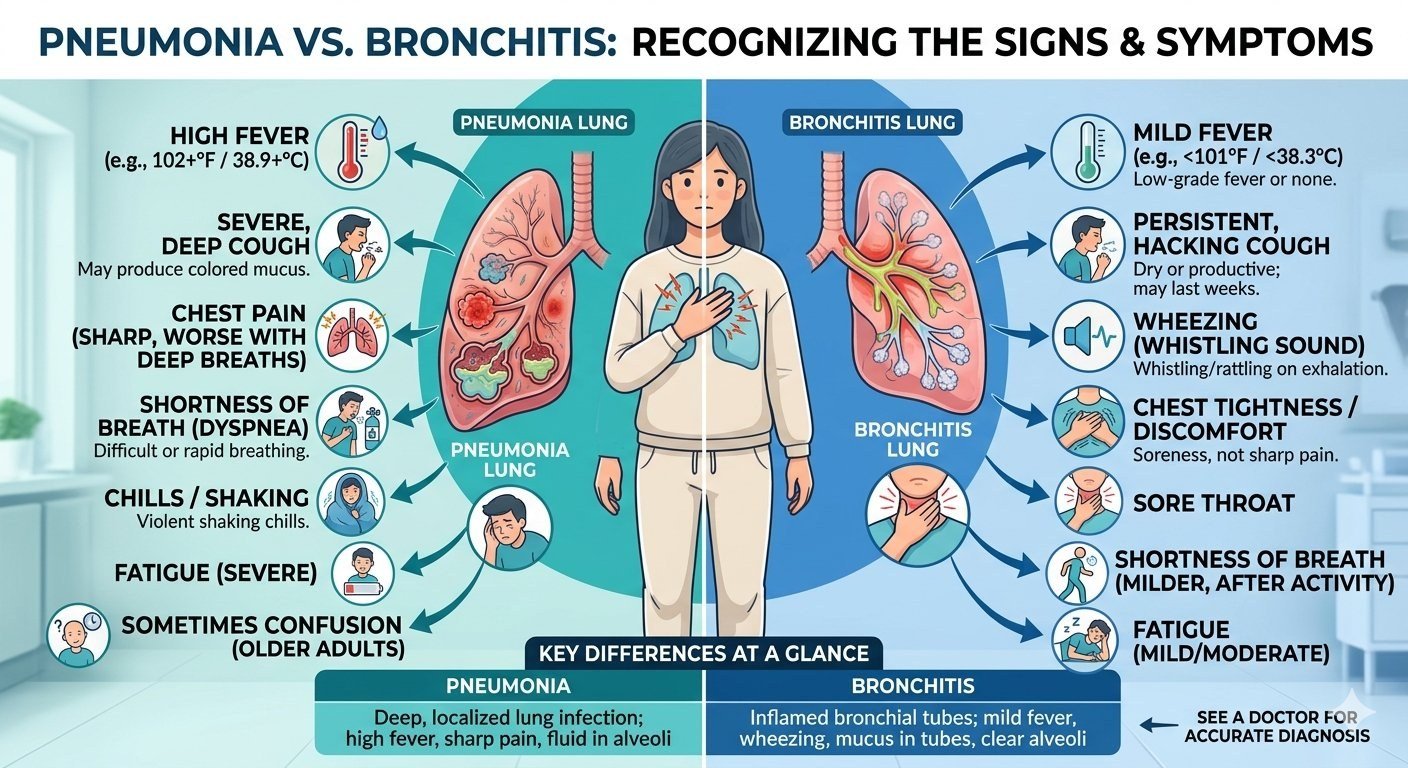 Pneumonia vs Bronchitis Symptoms
