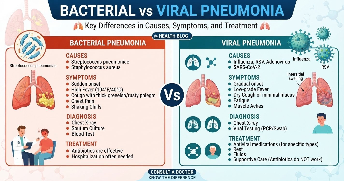 Bacterial vs Viral Pneumonia: Symptoms, Diagnosis, and Treatment Explained